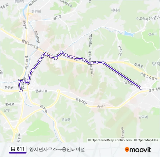 811 버스 노선 지도