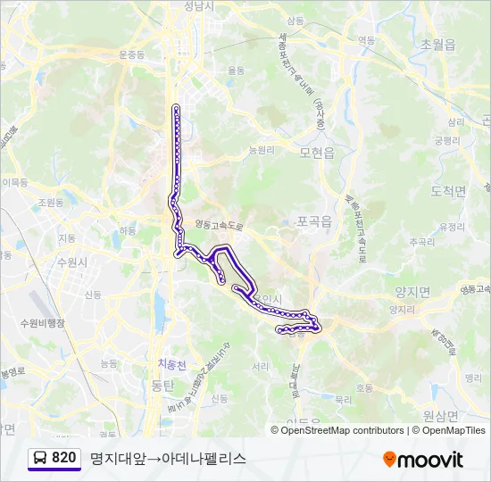 820 Bus Line Map