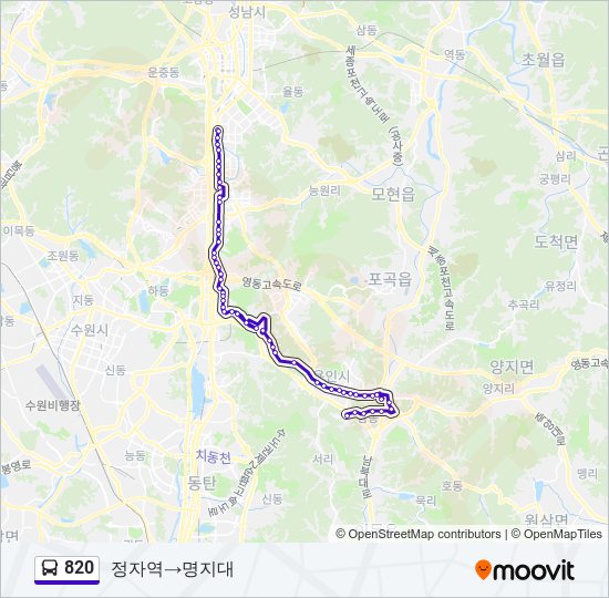 820 bus Line Map
