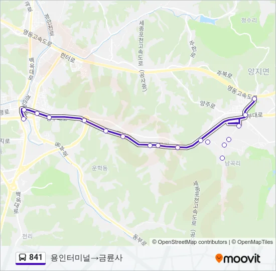 841 버스 노선 지도
