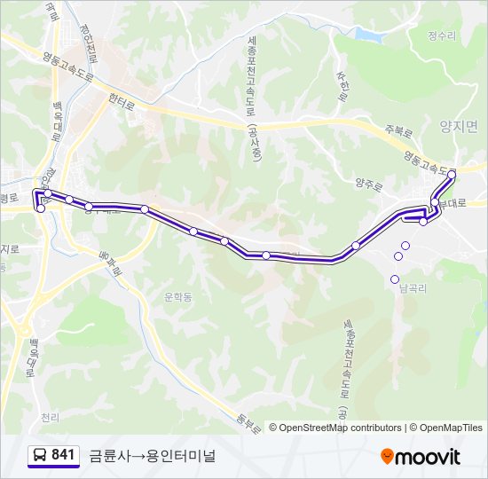 841 버스 노선 지도