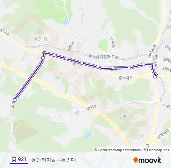 931 버스 노선 지도