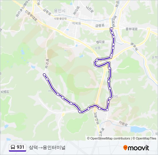 931 버스 노선 지도