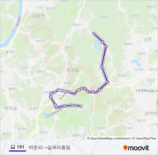 191 버스 노선 지도