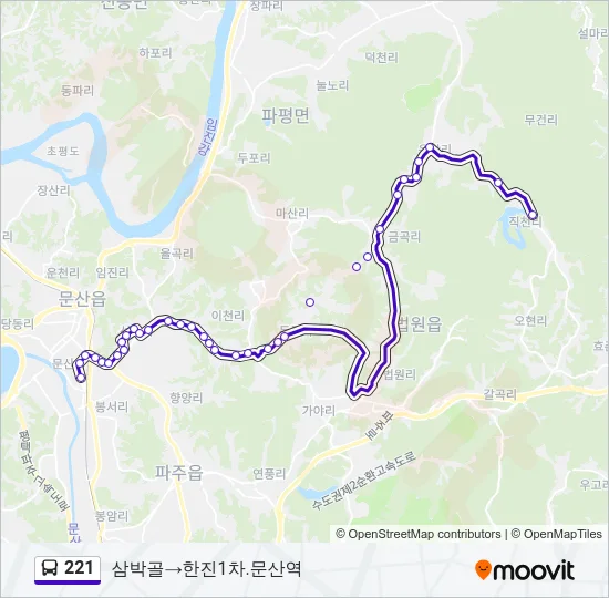 221 버스 노선 지도
