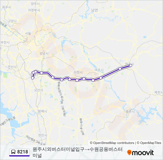 8218 버스 노선 지도