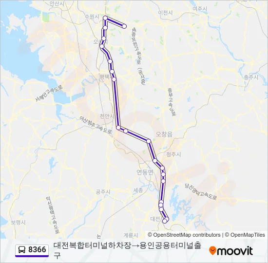 8366 버스 노선 지도
