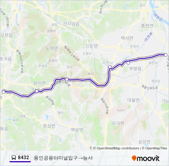 8432 버스 노선 지도