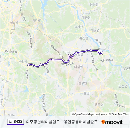 8432 버스 노선 지도