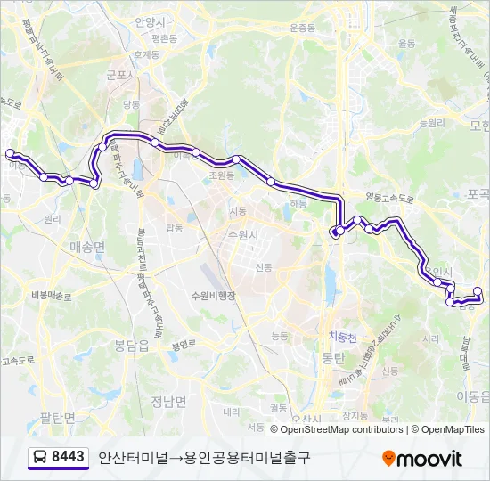 8443 버스 노선 지도