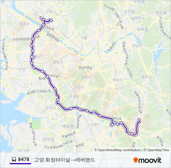8478 버스 노선 지도