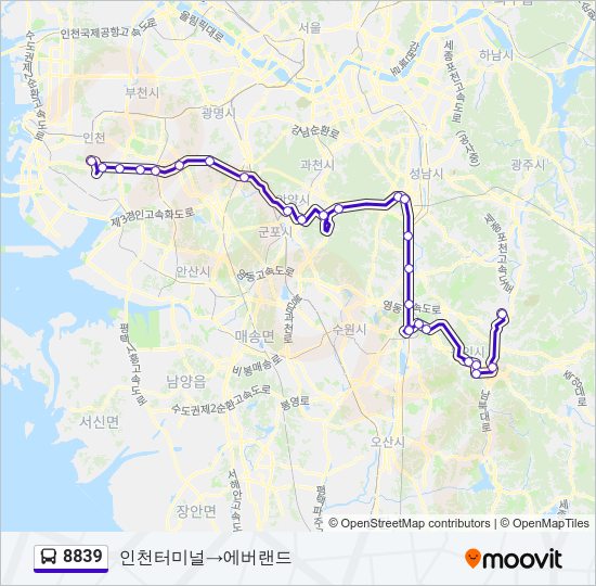 8839 버스 노선 지도