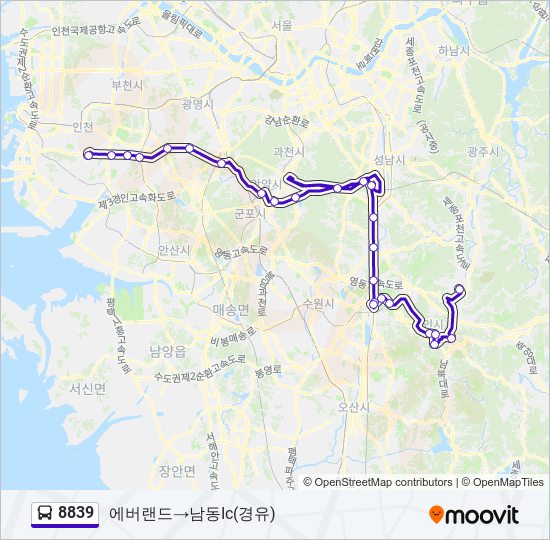 8839 bus Line Map