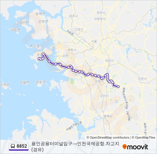 8852 버스 노선 지도