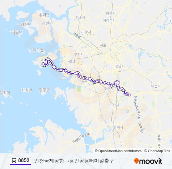8852 버스 노선 지도
