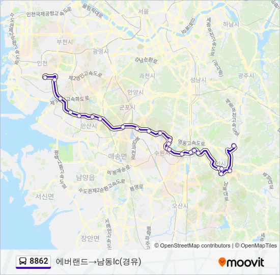 8862 버스 노선 지도