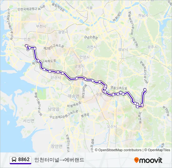 8862 버스 노선 지도