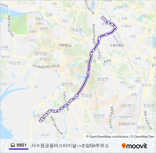9801 버스 노선 지도