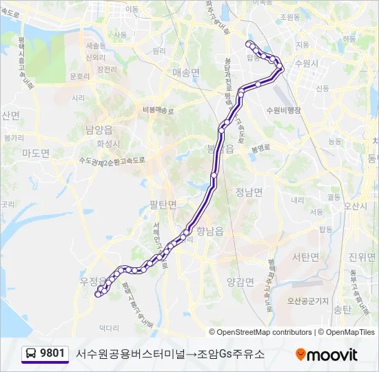 9801 버스 노선 지도