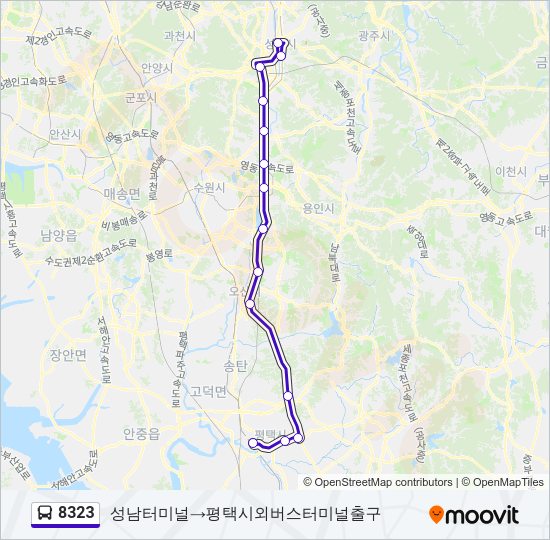 8323 버스 노선 지도