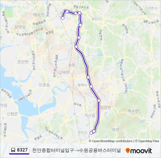 8327 버스 노선 지도