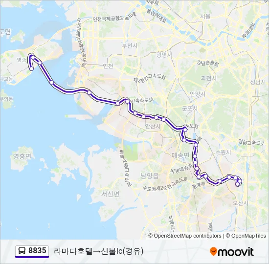 8835 버스 노선 지도