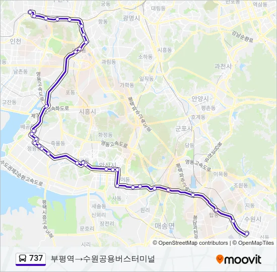 737 버스 노선 지도