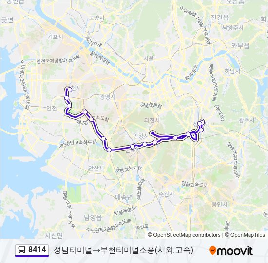 8414 버스 노선 지도