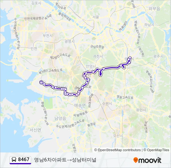 8467 버스 노선 지도