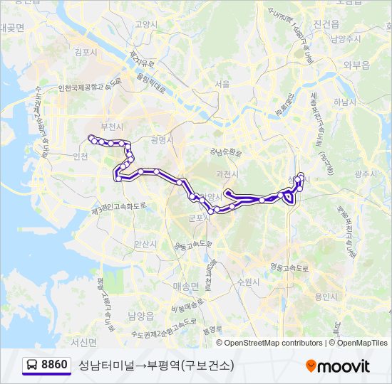 8860 버스 노선 지도