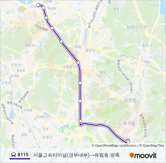 8115 버스 노선 지도