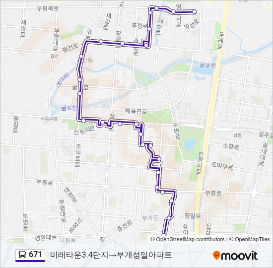 671 버스 노선 지도