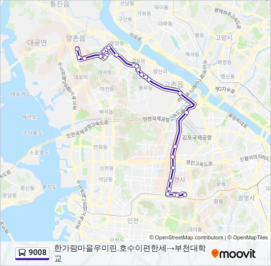9008 버스 노선 지도