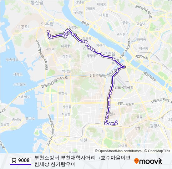 9008 버스 노선 지도