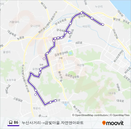 86 버스 노선 지도