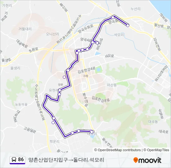 86 버스 노선 지도
