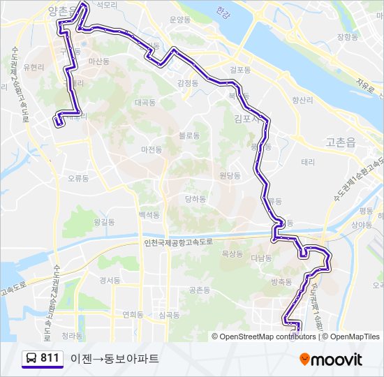811 버스 노선 지도