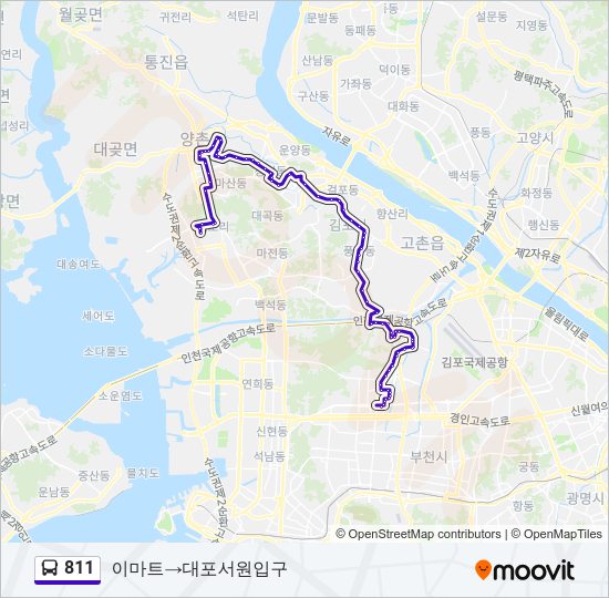 811 버스 노선 지도