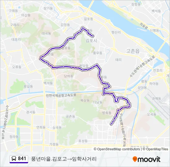 841 버스 노선 지도