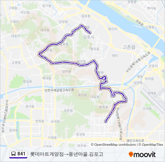 841 버스 노선 지도