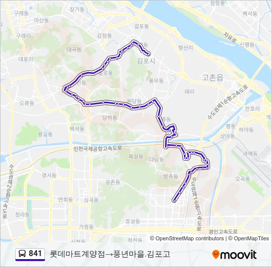 841 버스 노선 지도