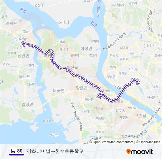 80 버스 노선 지도