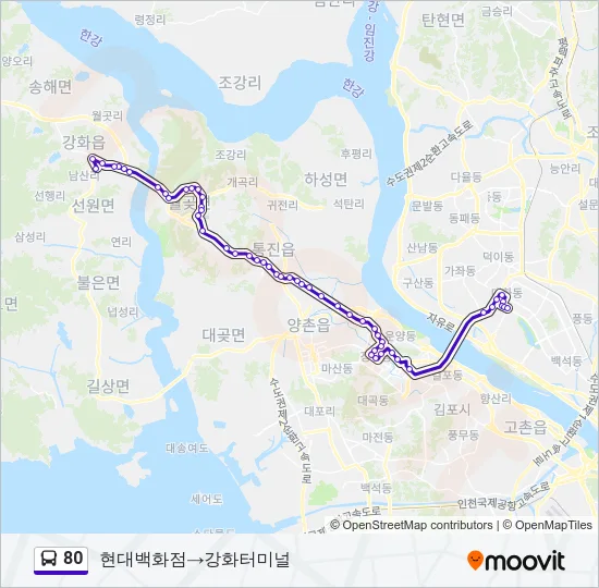 80 Bus Line Map