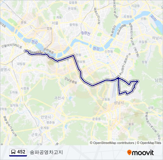 452 버스 노선 지도