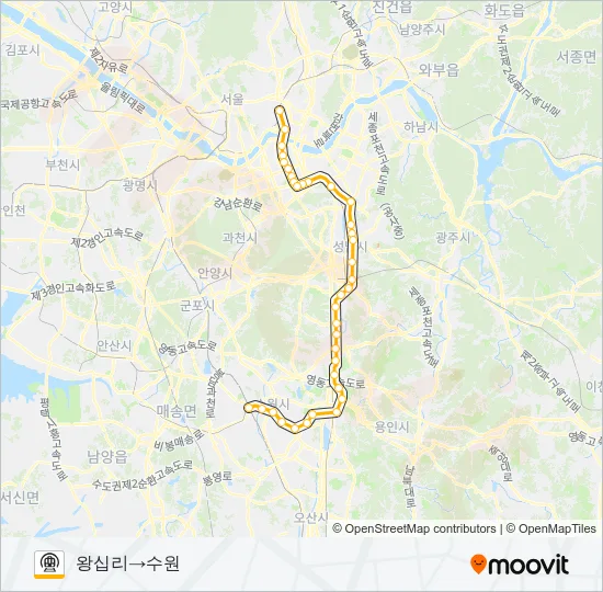수인분당선 (SUIN-BUNDANG LINE) 지하철 노선 지도