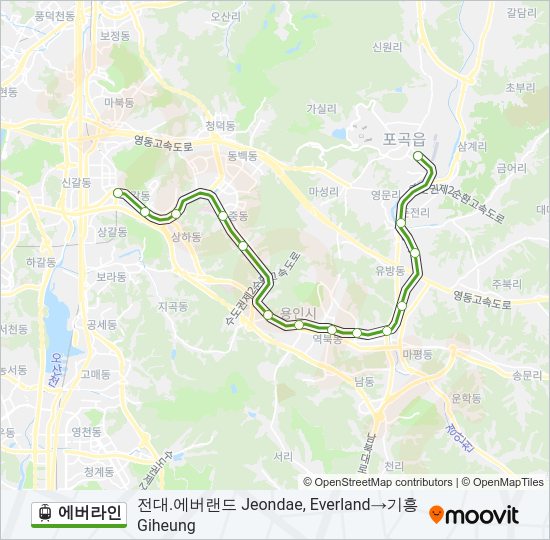 에버라인 경전철 노선 지도