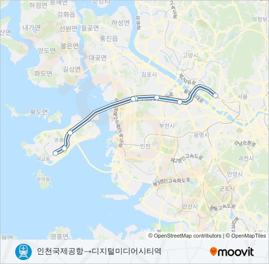 공항철도 (AREX) 지하철 노선 지도