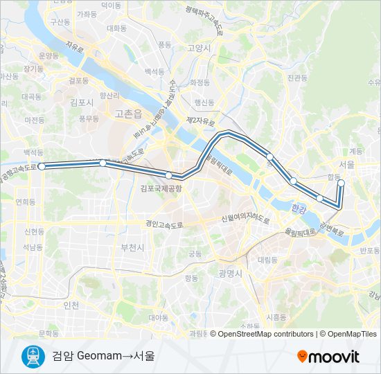 공항철도 (AREX) 지하철 노선 지도