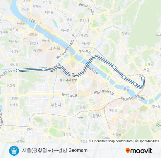 공항철도 (AREX) 지하철 노선 지도