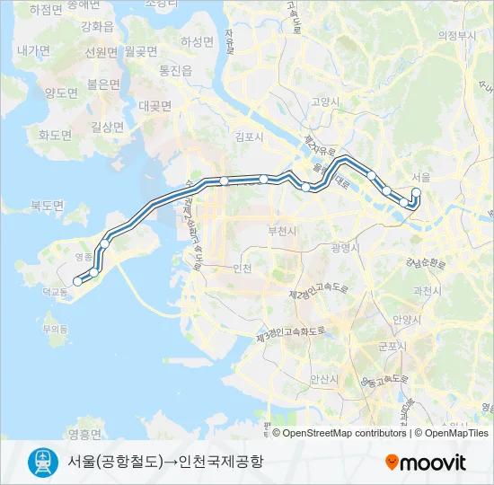 공항철도 (AREX) Subway Line Map